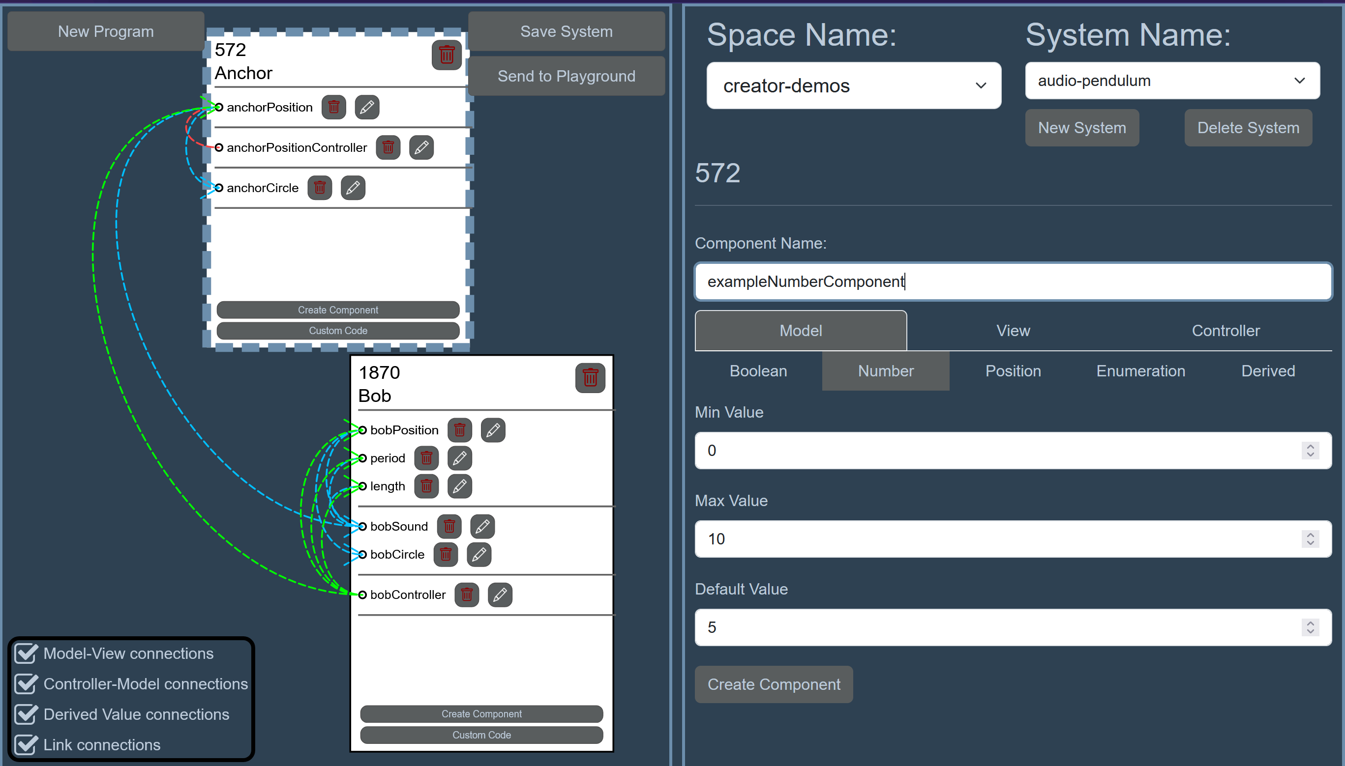 Creator interface example