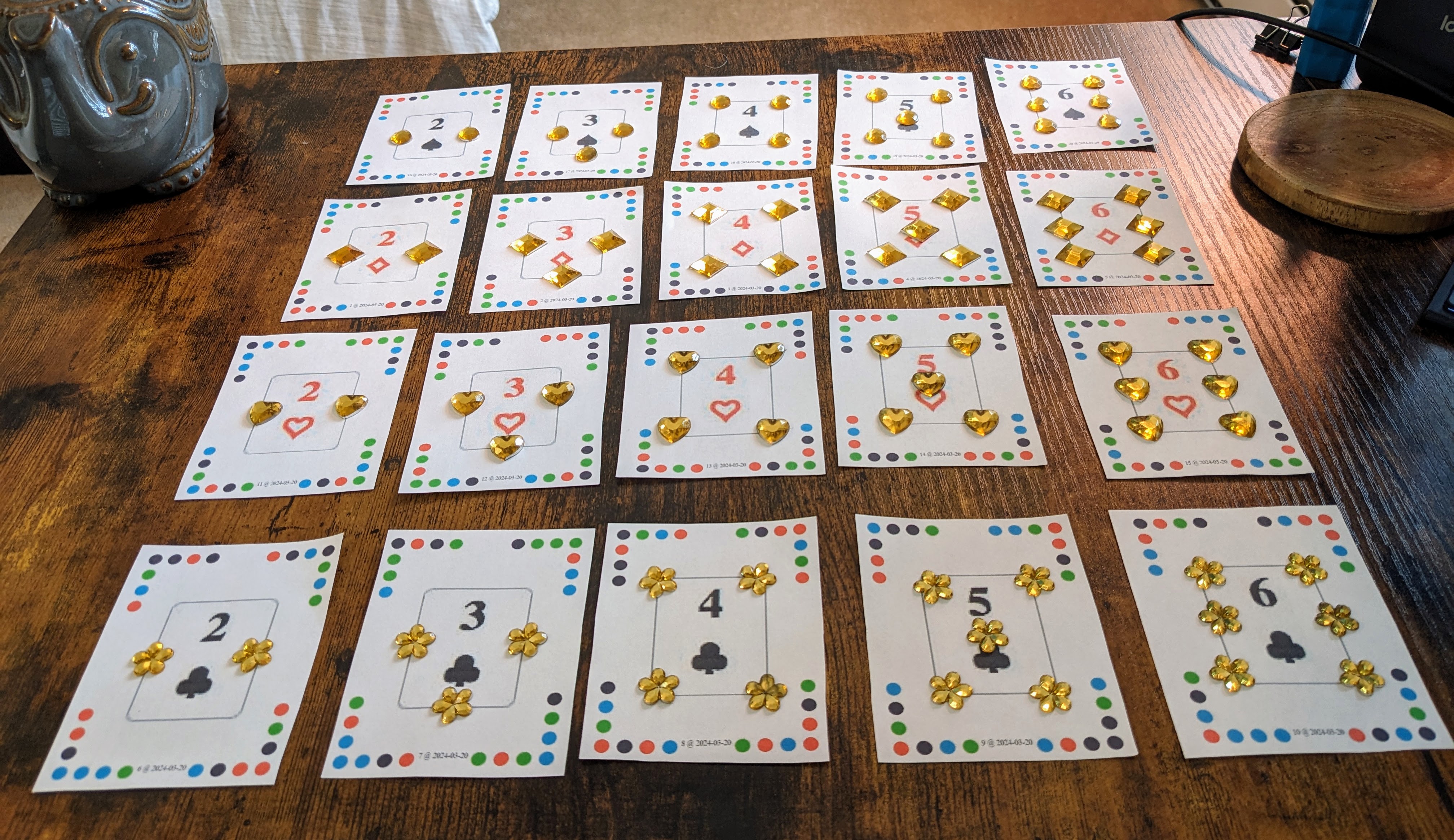 Lo-fi prototyping of card games using Paper Playground program papers.